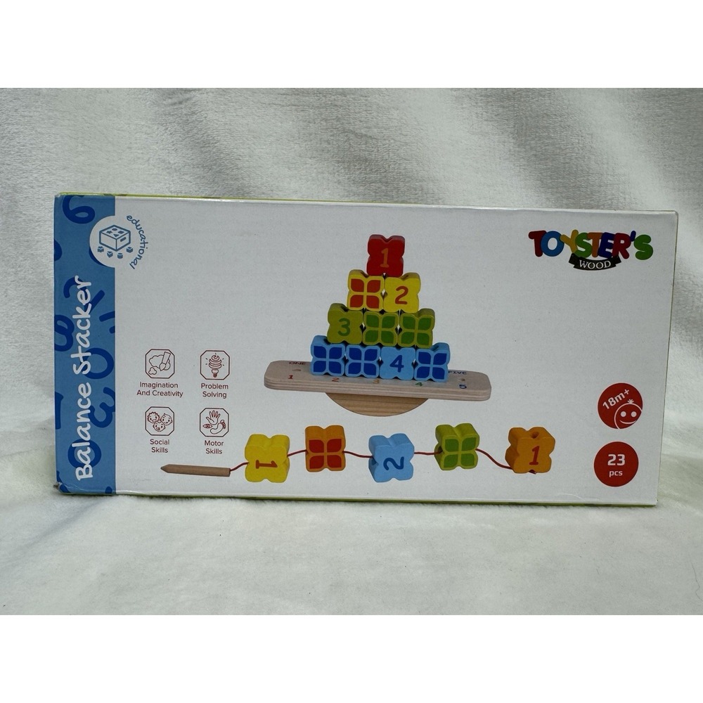 Toyster's Wooden Balance Stacker 23pc Set 18m+